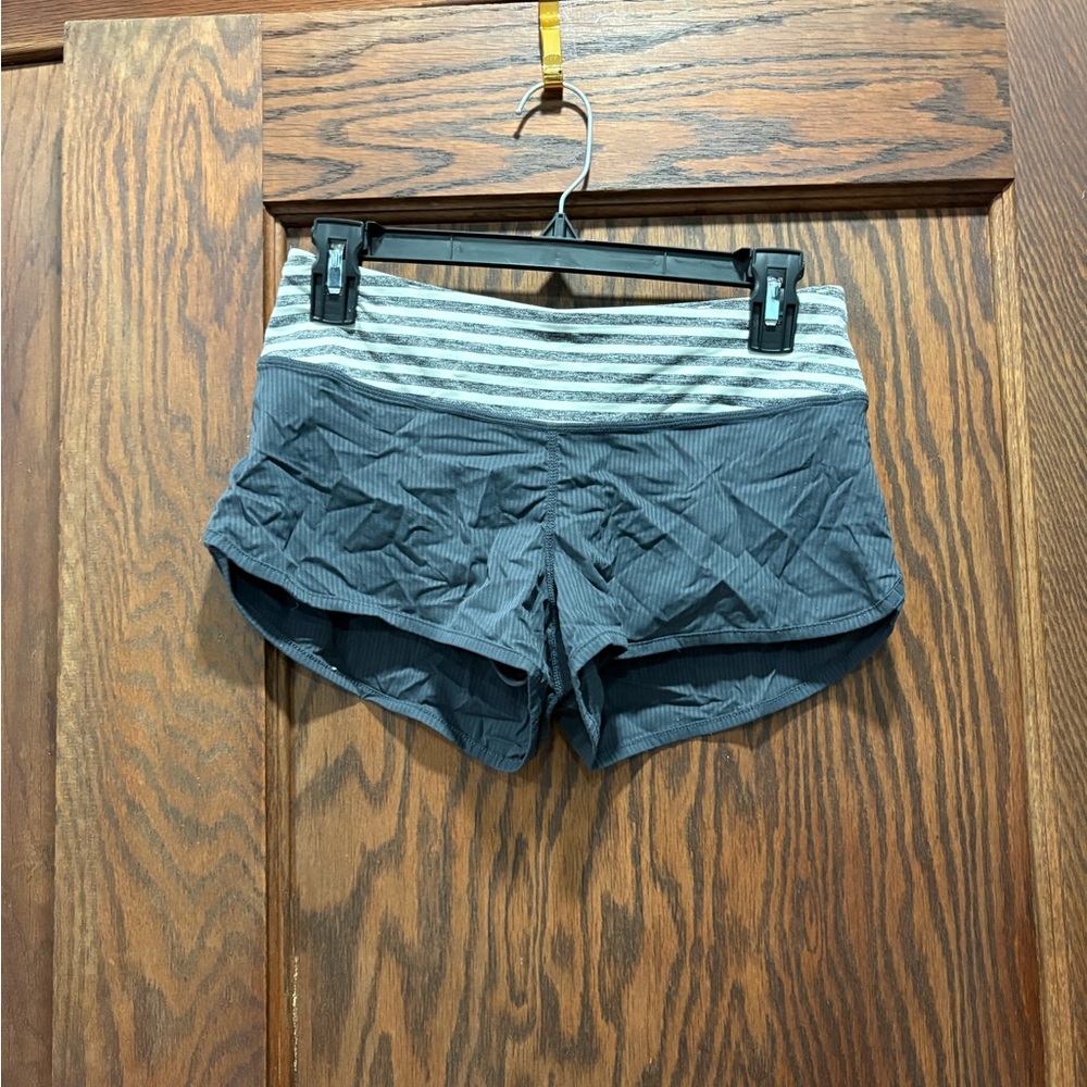 Lululemon Athletica Gray Striped Athletic Shorts
